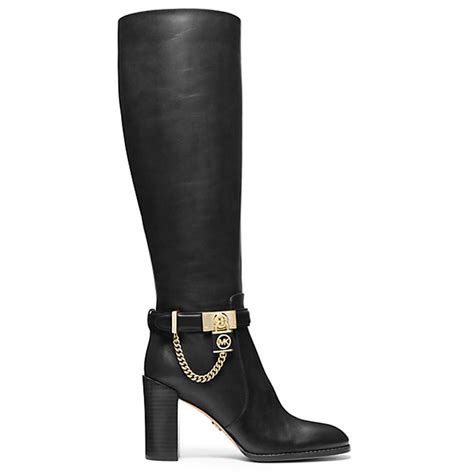 michael kors hamilton tall boot black|Hamilton Embellished Leather Boot .